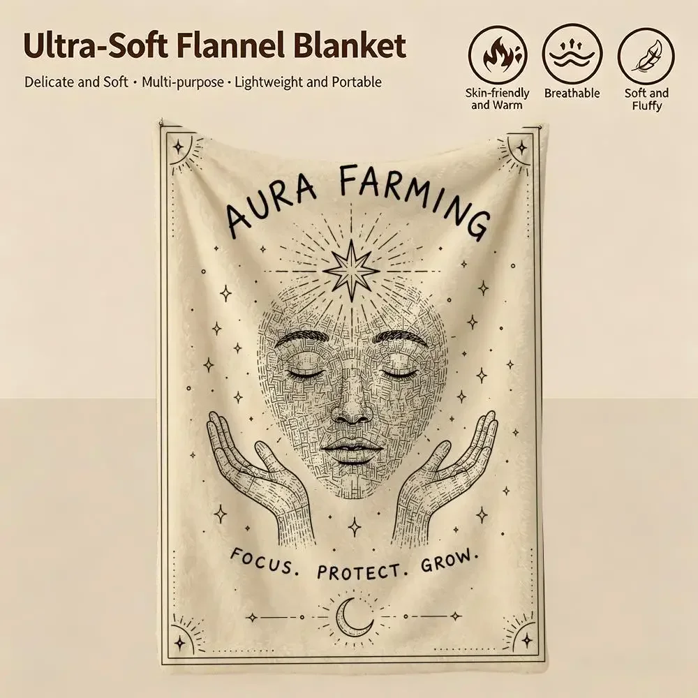 Core Aura Farming Throw Warm Soft Flannel Blanket, Multi-use for Sofa Bed Camping Travel Nap