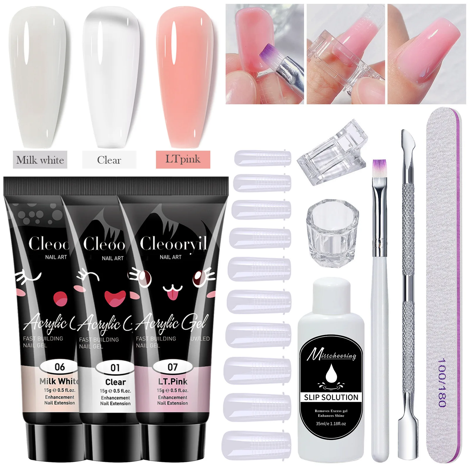 BornBeauty-Kit de Gel de extensión de Gel UV acrílico, Color desnudo, esmalte de uñas de Gel de construcción rápida para manicura, diseño artístico de uñas, 10 Uds.