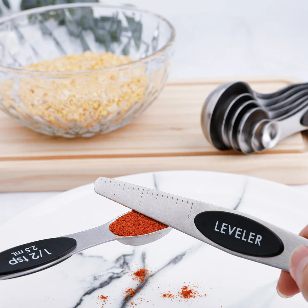 

Stainless Steel Measuring Spoons Double End Kitchen Baking Tool Scoop For Coffee Sugar Spices Magnetic Portable Kitchenware