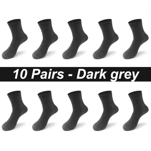 10Pairs/Lot Men's Bamboo Fiber Socks Long Black Business Soft Breathable New High Quality  Autumn for Male Socks Plus Size 39-48 - Image 21