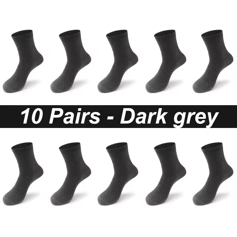 10Pairs/Lot Men's Bamboo Fiber Socks Long Black Business Soft Breathable New High Quality  Autumn for Male Socks Plus Size 39-48 - Image 21