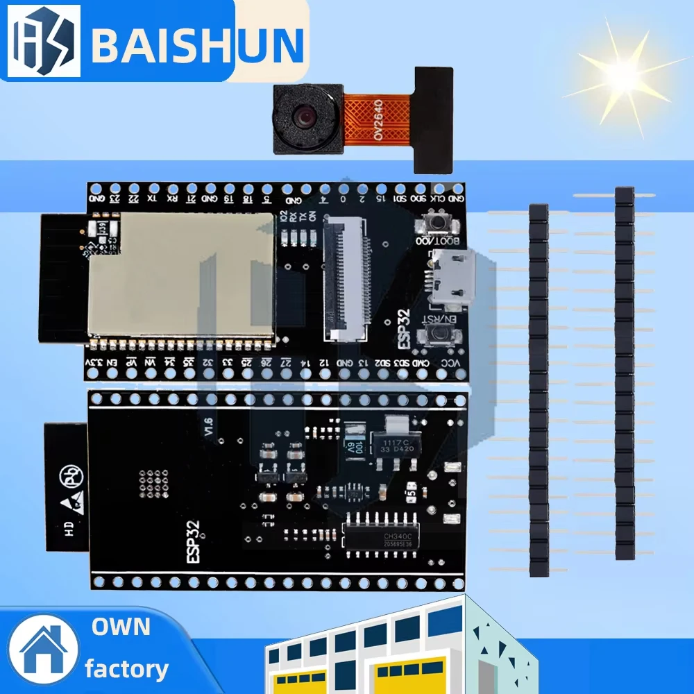 Placa de câmera ESP32: módulo ESP32-CAM com Wi-Fi/Bluetooth – GC2640, compatível com Arduino IDE (C/Python)