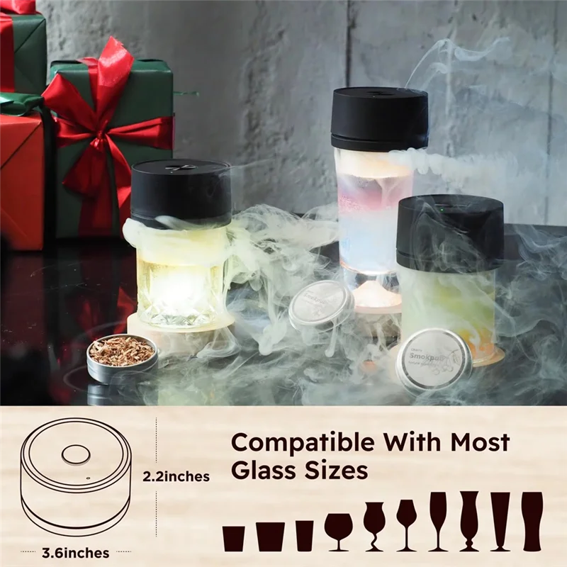 مجموعة مدخن الويسكي الكهربائية القابلة لإعادة الشحن A59E مع ولاعة مدمجة تتضمن 6 رقائق خشبية مثالية للكوكتيلات والهدايا