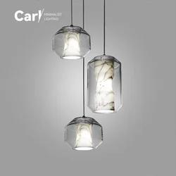Modern Minimalist Living Room Dining Room Marble Glass Chandelier Creative Indoor Bedroom Bedside Stairs Ceiling Lamp