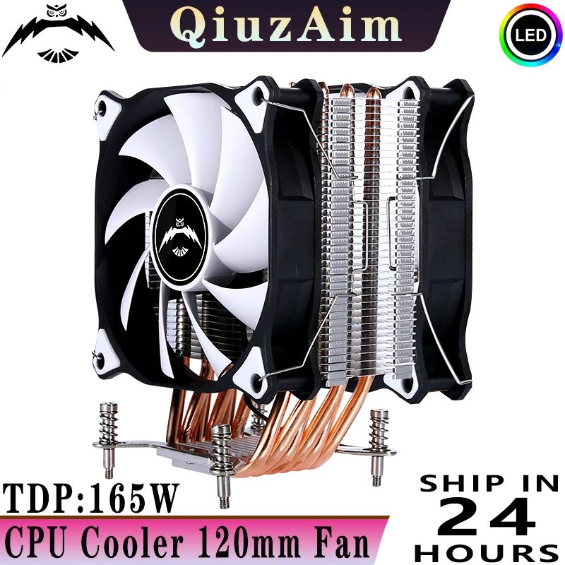 Pendingin CPU x79 x99 4/6 Heat Pipe untuk Prosesor i3 i5 i7 Berpendingin Udara Kipas 120mm senyap 3pin 4pin pasang LGA115x 1200 1700 18xx 2011 2066