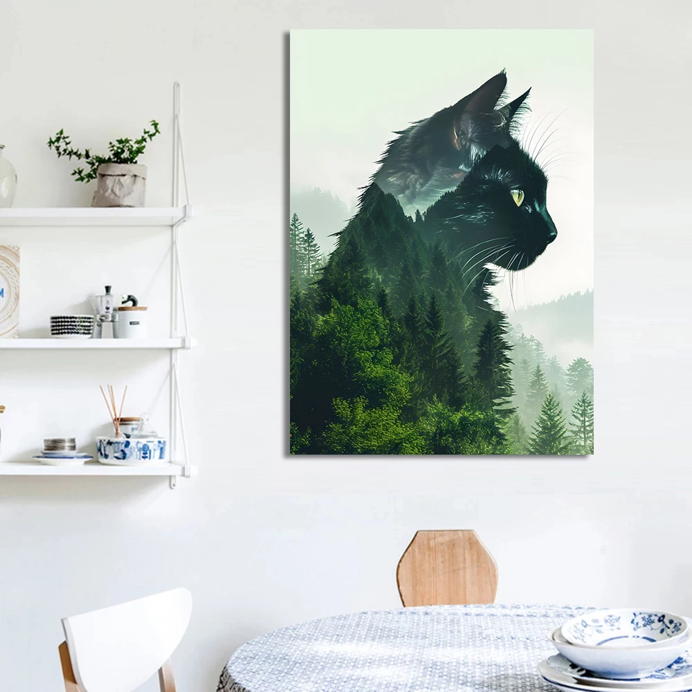 Animal and Forest Poster Eagle Wolf Tiger Lion Cat Panda Fox Tree Canvas Painting for Living Room Home Decor Wall Art Mural - view 4