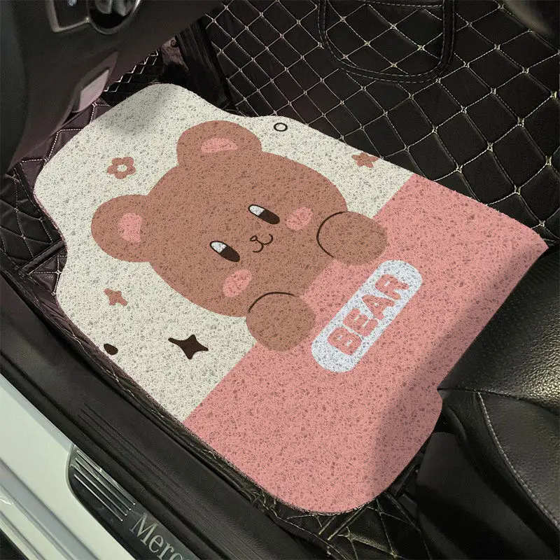 Fashionable Cartoon Style Car Floor Mats Universal All-season Wire Hoop Floor Mats Non-slip Stain-resistant Cuttable Floor Mats