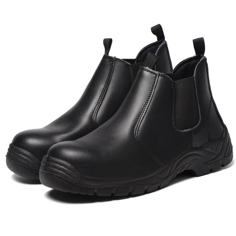Industrielle, wasserdichte Sicherheitsschuhe mit stoß- und durchtrittsicherem Stahlkappenschutz, Obermaterial aus Leder, Schutzschuhe für Bauarbeiten_voghion.com