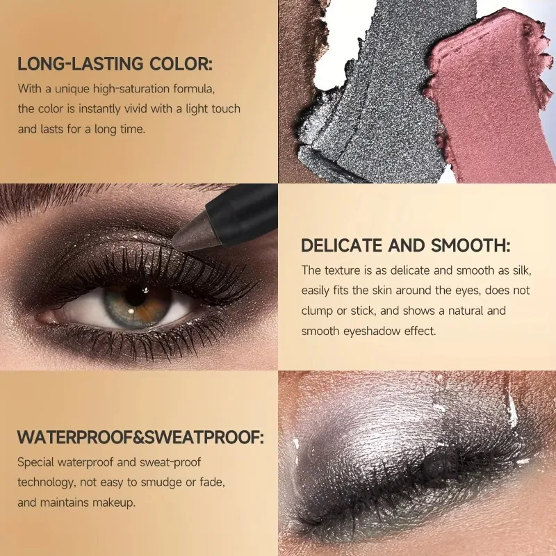 1PC シマー、汚れ防止、高色素沈着、塗布しやすい、メタリックアイシャドウスティック、クリスマスアイシャドウスティック