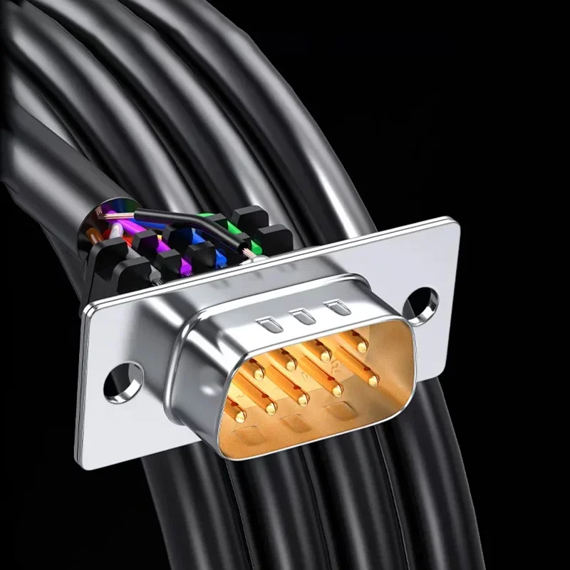 DB9 Male to Female DB15 Male to Male DB25 DB37 RS232 Serial Cable 9Pin 15Pin 25Pin 37Pin D-Sub Solder Joint Isolated Cable Clamp