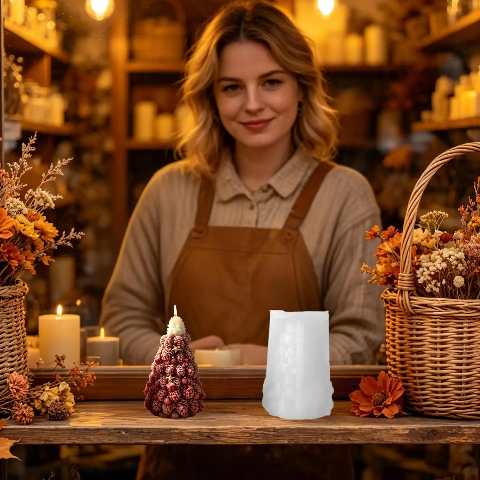 Christmas Candle Molds Easy Release DIY 3D Pine Cone Decoration Handmade Candle Molds For Soap Epoxy Resin Statue Plaster