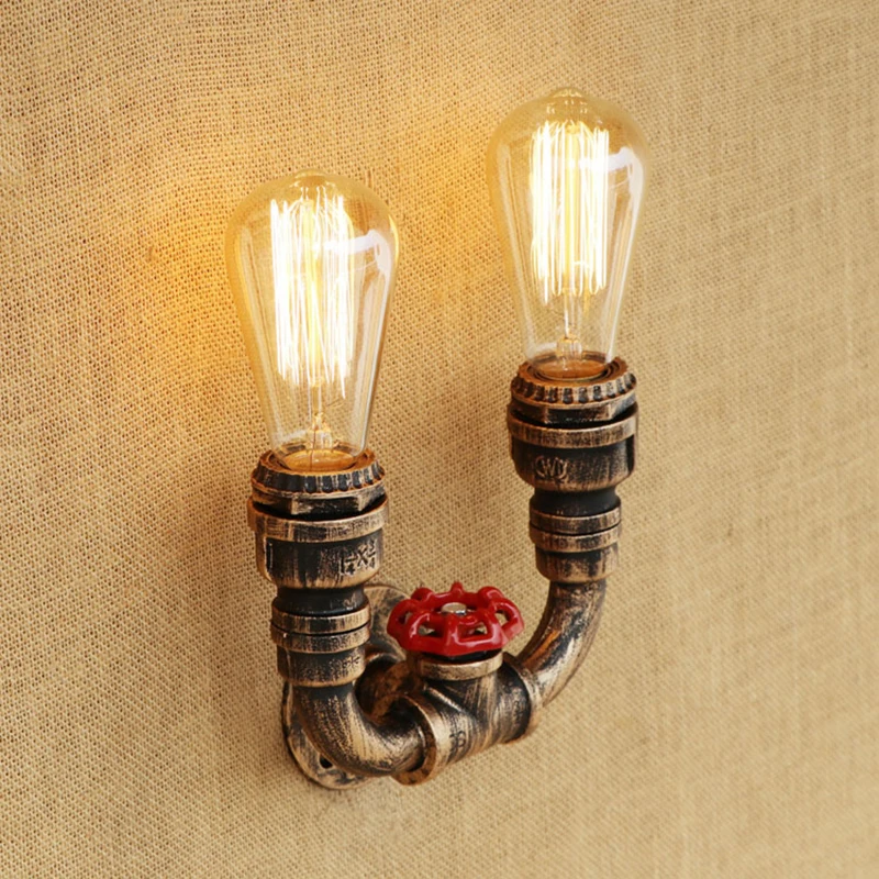 

Retro Wall Lamp European Vintage Style lights iron rust Water pipe sconce lights for living room bedroom restaurant bar