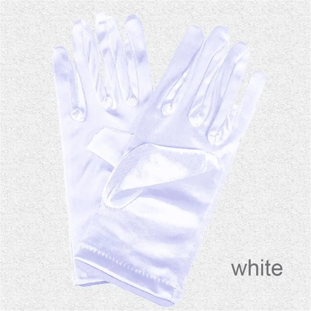 Elegant Stretch Satin Bridal Sunscreen Wedding Gloves Finger Gloves Wrist Stretch Satin Role Play Accessories