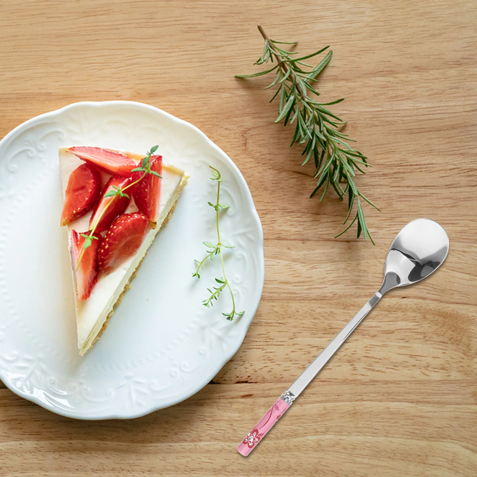 

5Pcs Portable Stainless Steel Coffee Spoon Ice Cream Scoop Long Handle Dessert Stirring Spoon Kitchen Supplies