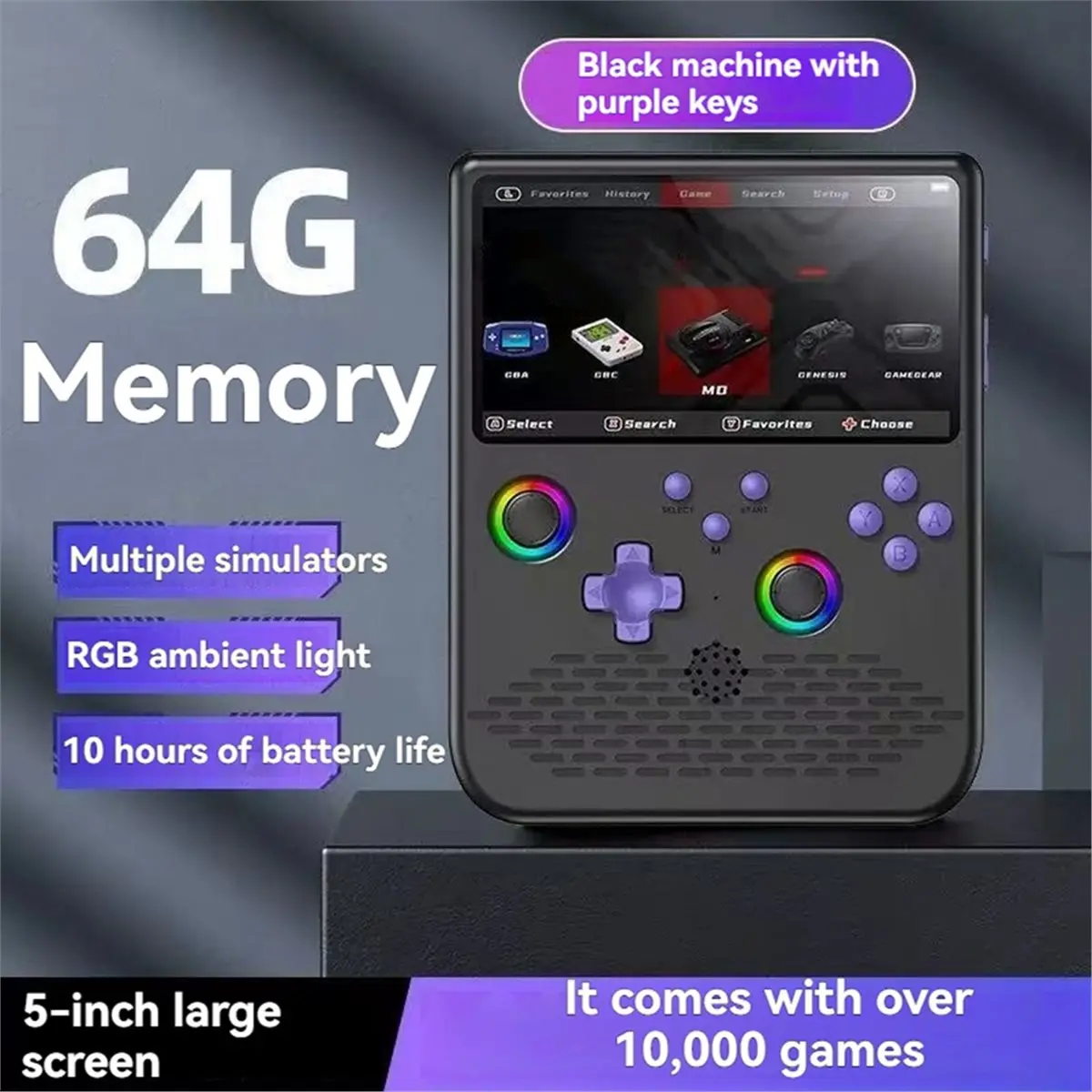 NEW H5 Handheld Video Game Console 64G 15000+Games 5-Inch Screen Portable Game Player Support 34 Types of Simulators