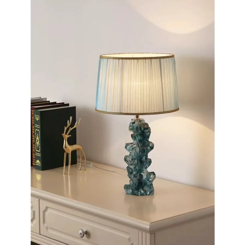 Handmade glass table lamp Multi-color lamp body fabric lampshade Modern high-quality indoor art table lamp