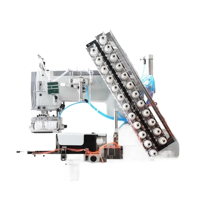 Elastic band sticker curtain cloth belt on multi-needle machine Industrial pull waist car trouser rubber band machine