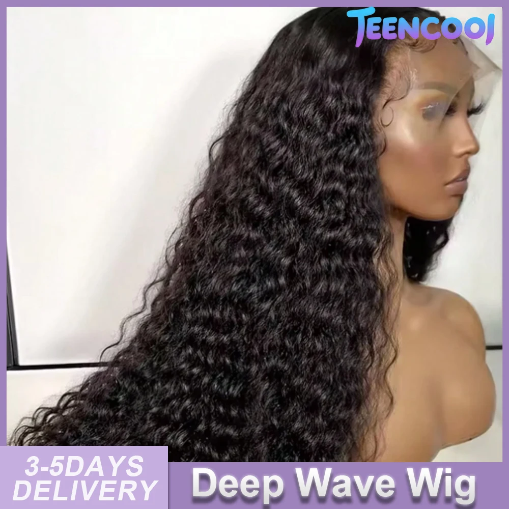 

Парик с волнистыми локонами Deep Wave, 13x6 HD прозрачный кружевной фронтальный парик, 40 дюймов, 13x4 кружевной фронтальный парик из натуральных волос, 200% плотность
