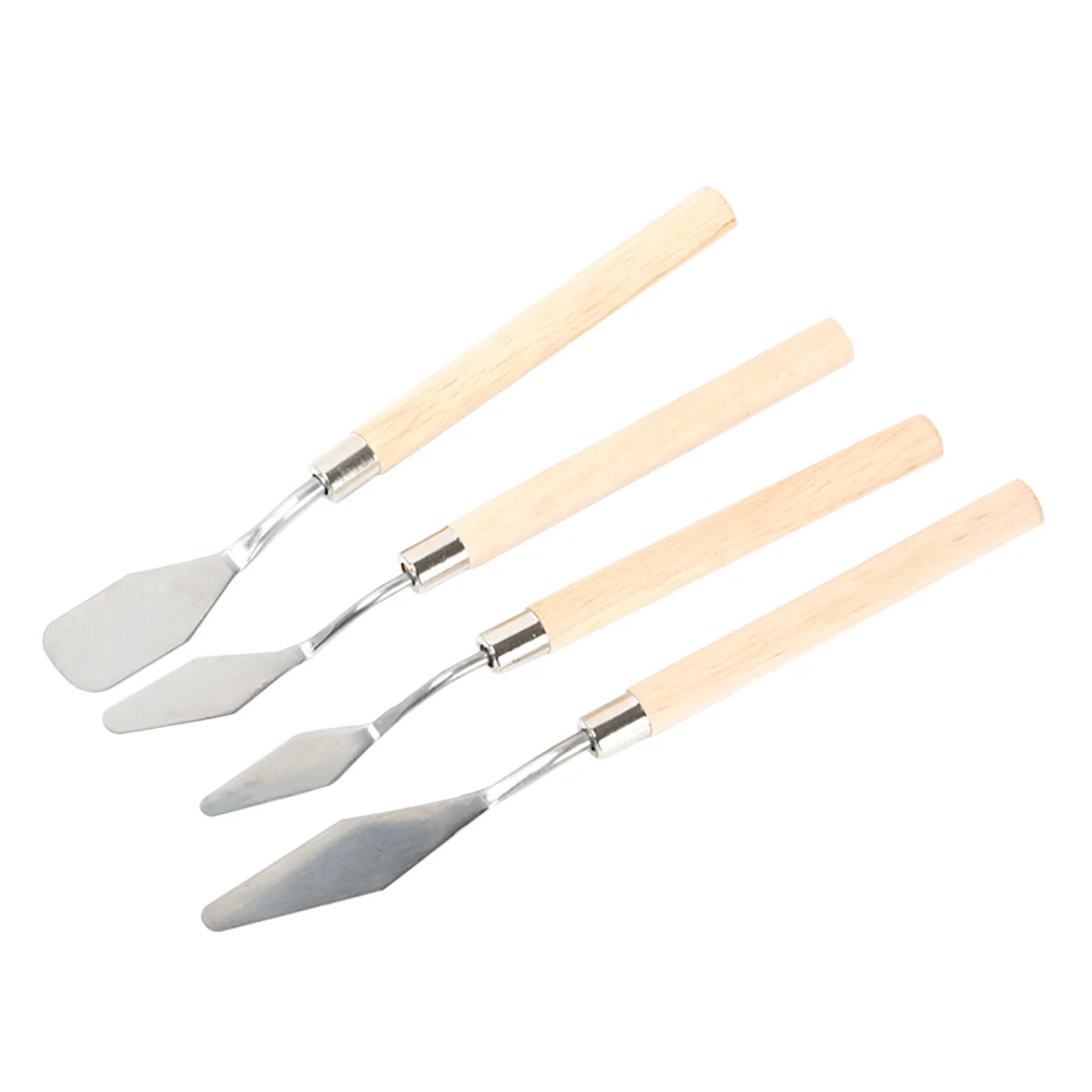 

4 Pcs Eyeshadow Scraper Oil Painting Scrapers Subpackage Shovels Wooden Gouache Spatulas