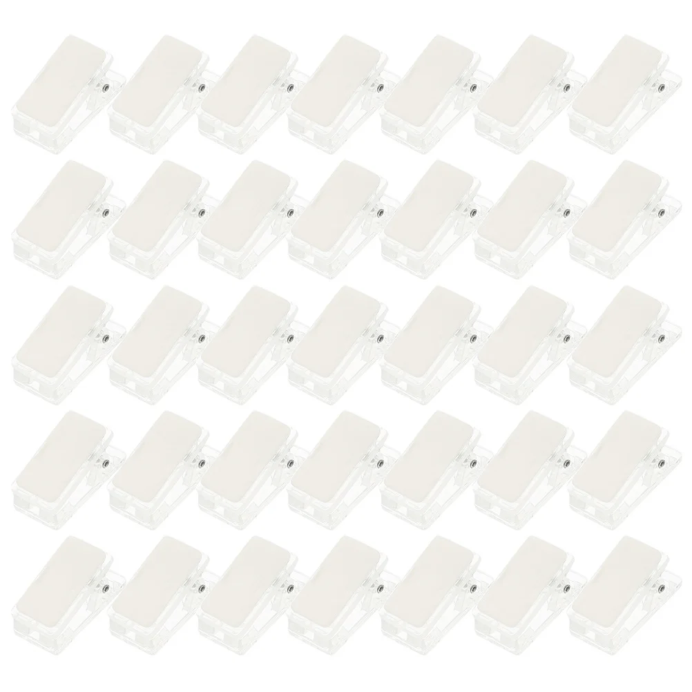 

35pcs ID Clips Transparent Plastic Badge Name Tag Card Clamp Self Transparent Spring Clip Adhesive Wall Hanging