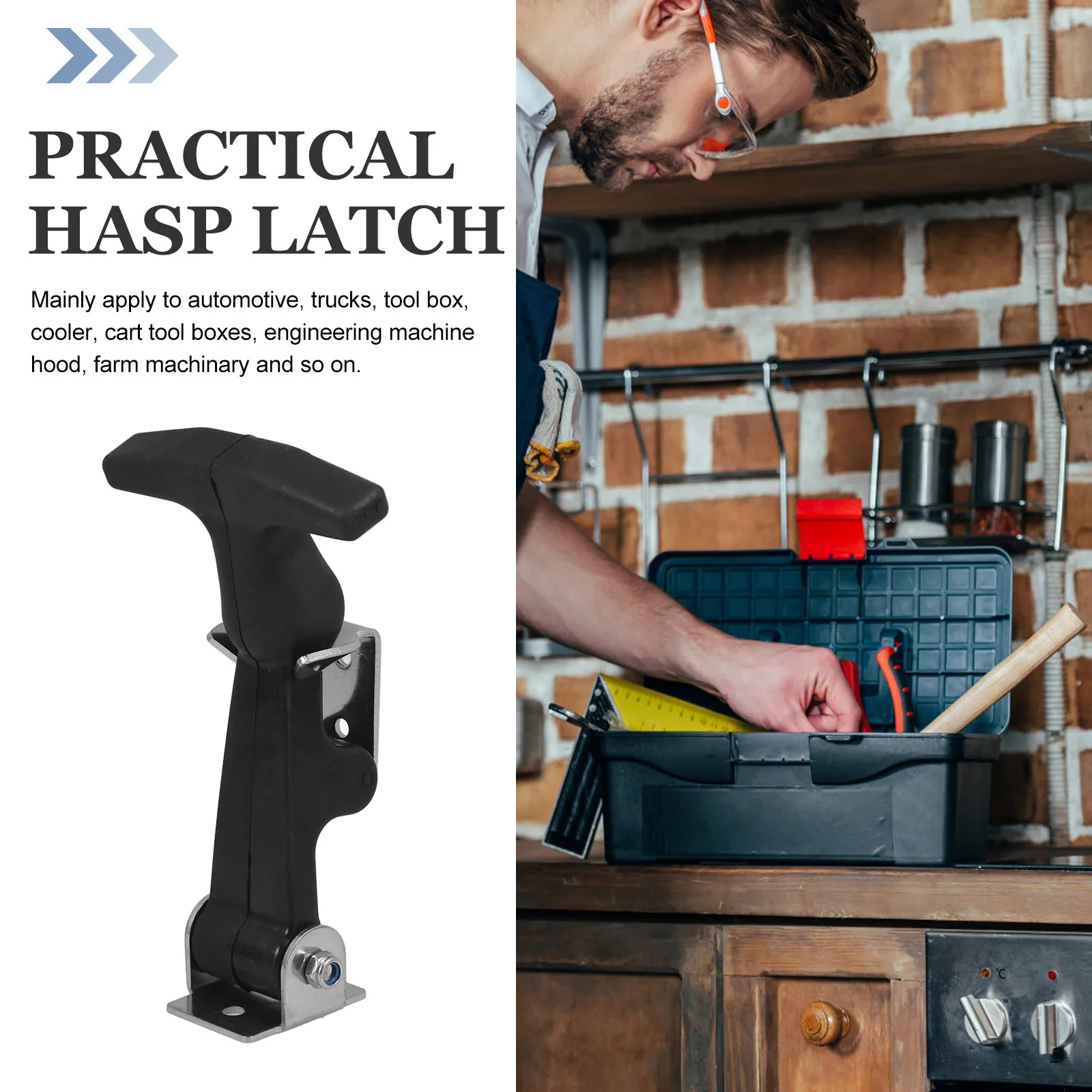 

2Pcs Stainless Steel Hasp Latch Flexible Heavy Duty Tool Box Latches Replacement for Aviation Hood Marine Hardware