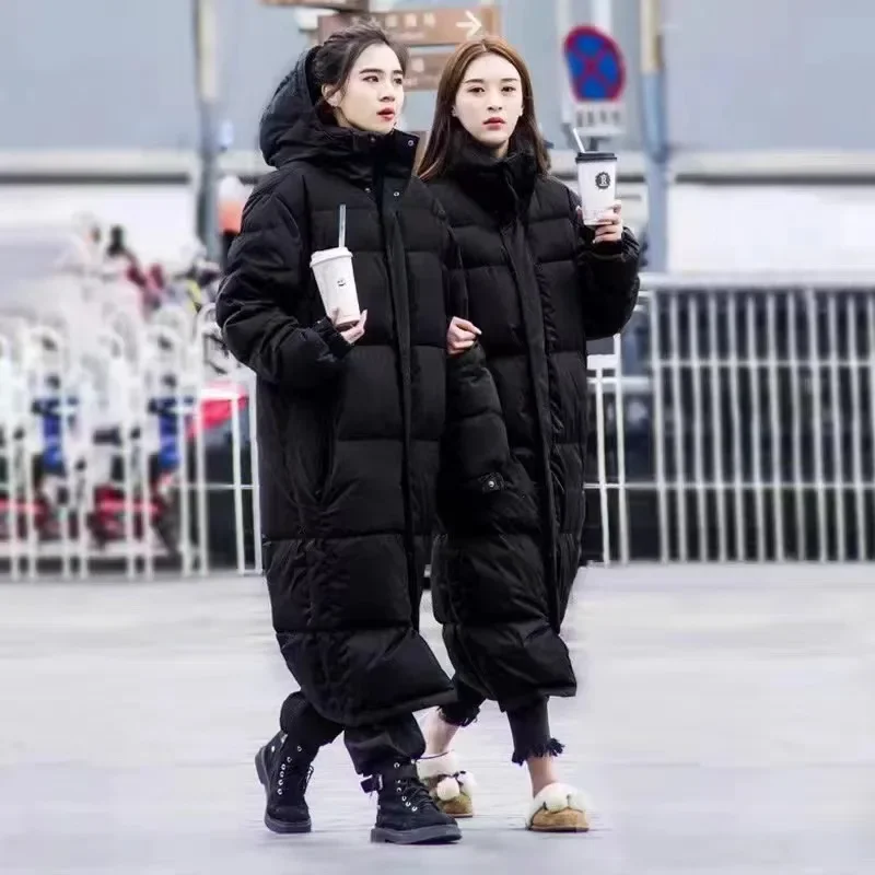 2023 New Winter Fashion Thickened Down Suit Women Couple Coat Long Fit White Duck Down Warm Women Coat Hooded Windproof Parkas