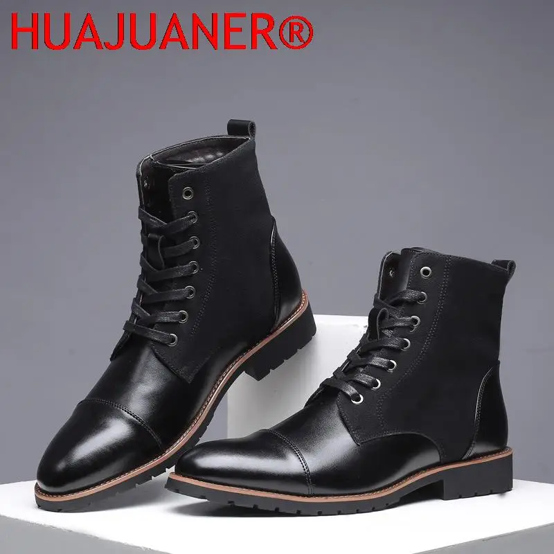 HUAJUANER Plus Size 48 2025 Mens Autumn Winter Shoes High Top British Style Boots Men Korean Joker Short Boots Botas Hombre Piel