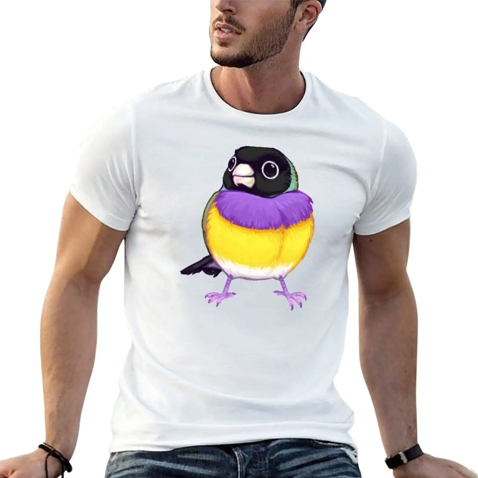 Pride Birds: Gouldian Finch T-Shirt Simple Casual Short Sleeve Tee