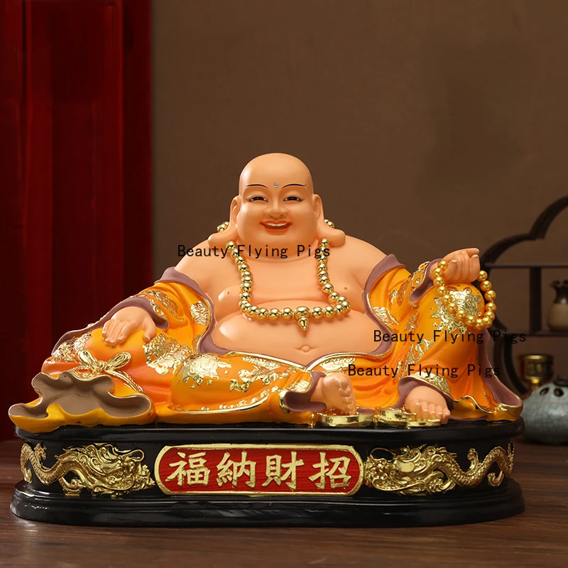 Home decoration accessories Wealth recruiting Maitreya Buddha ornament Offering Buddha statues at home Resin handicrafts 1pcs
