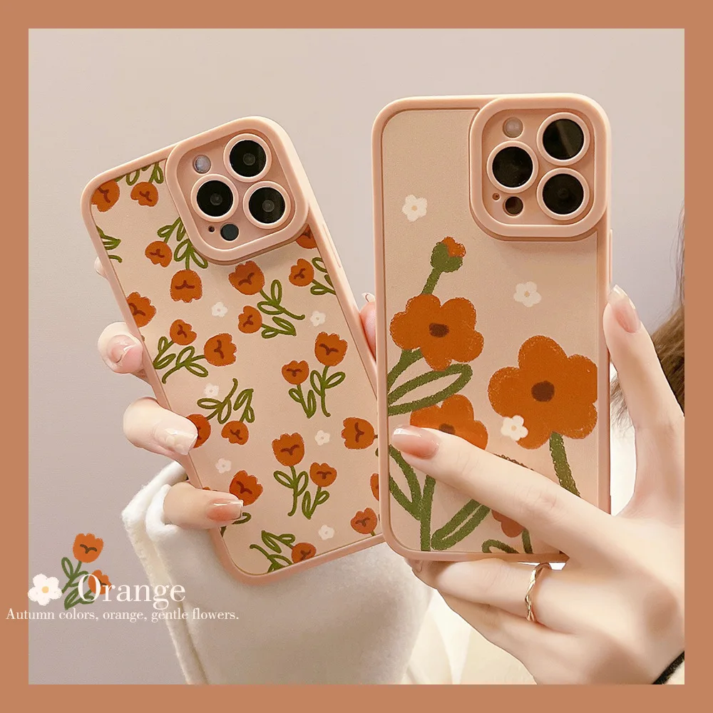 Literature Sweet Orange Flowers Tender Girl Phone Case For Iphone 15 14 Plus 12 Mini 11 13 Pro Max Xr X Xs Protection Soft Cover