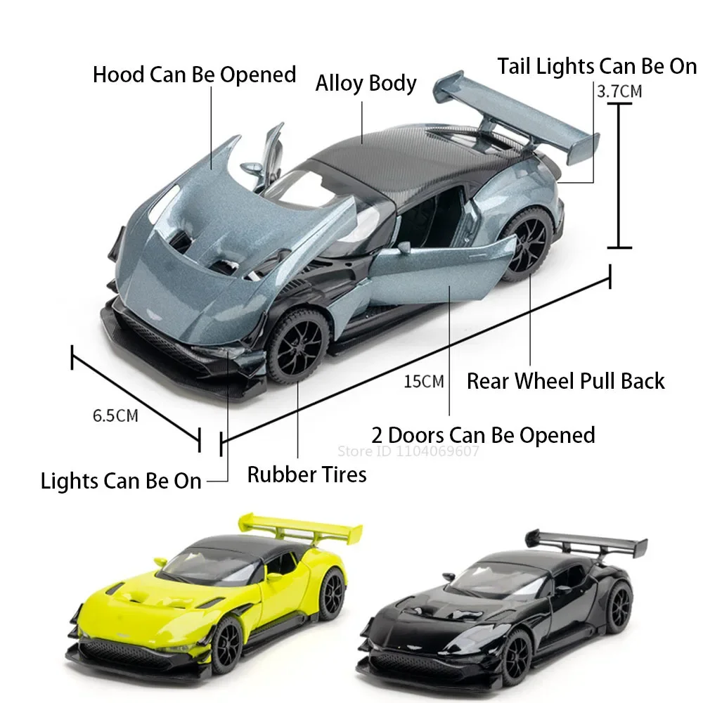 Model zabawki Vulcan DB12 w skali 1:32, miniaturowy supercar, odlew ze stopu, dźwięk, światło, otwierane drzwi, napęd na sprężynę, zabawki samochodowe sportowe, ozdoby.