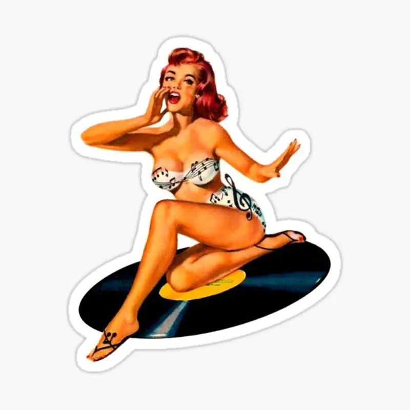 

Rockabilly Goddess Sticker for Laptop Decor Bedroom Car Cute Cartoon Art Fashionable Public Suitcase