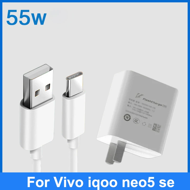 

Original For vivo iQOO Neo5 se USB Type-C 55W Ultra Fast Flash Charging FlashCharg 2.0 Charger Cable USB-C Cabel iQOO Neo5 se