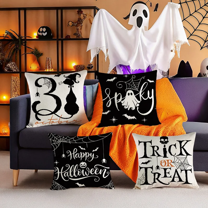 

Funny Ghost Printed Pillowcase Cross-border Halloween Festive Decoration Sofa Pillowcase Bedroom Bedside Cushion Cover
