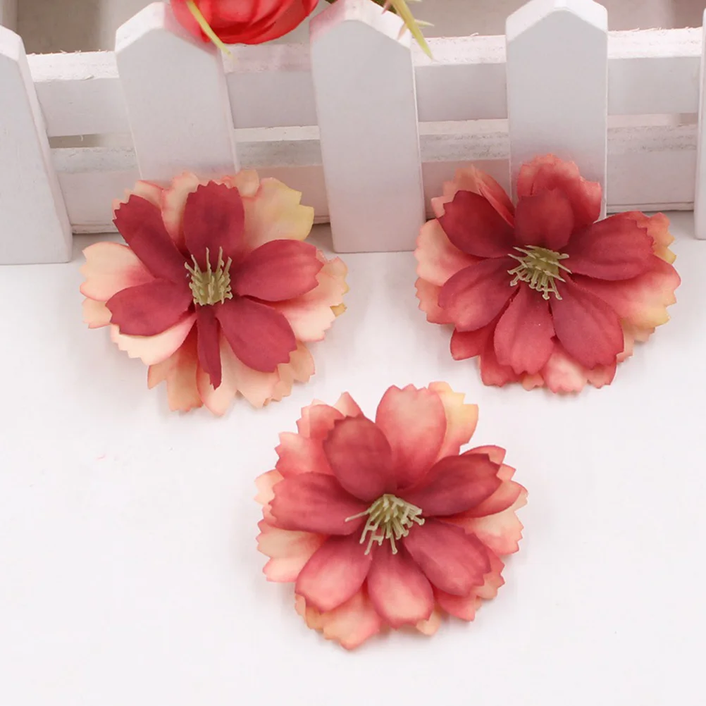 

50Pcs Plum Blossom Simulation Flower Artificial Decoration Red DIY Handmade Crafts Wedding Party Wintersweet Cloth
