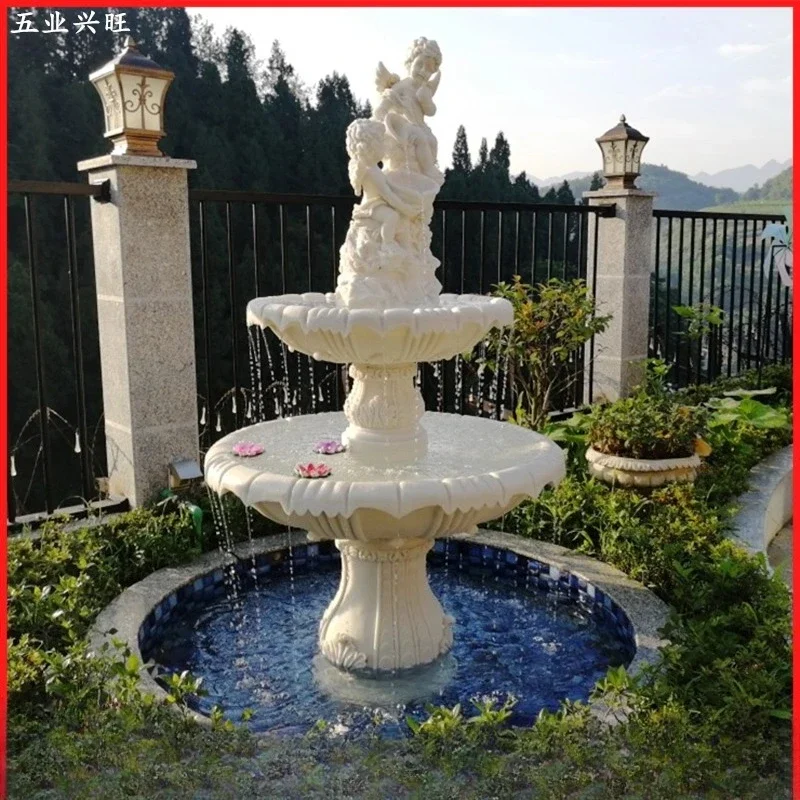 DSALarge Flowing Water Fountain Garden Angel Water Feature Balcony Courtyard Rockery Fish Pond Decorative Sculpture Ornament