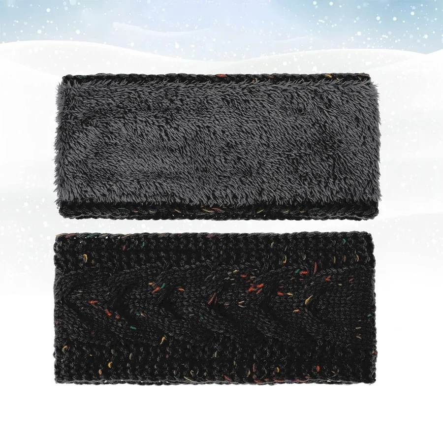 1Pc Winter Warmer Ear Knitted Headband Turban for Women, Twist Yarn Color Dot Solid Hair Bands Headwrap, Ladies Hair Accessories