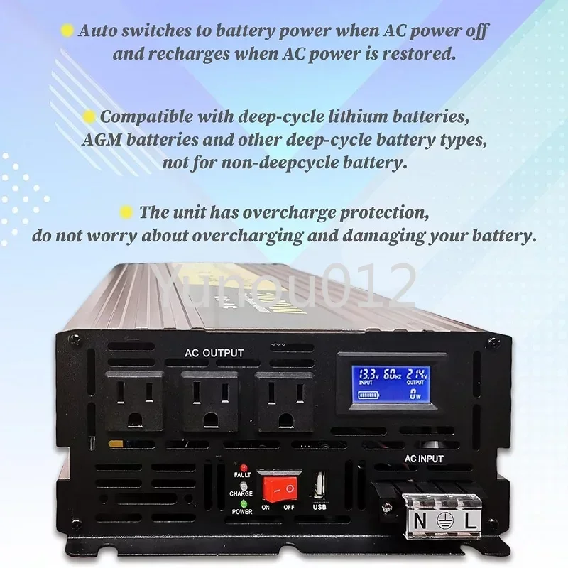 Primary Sump Pump Backup System 2000W LCD Display for Continuous Operation Power System for Emergency Power Outage