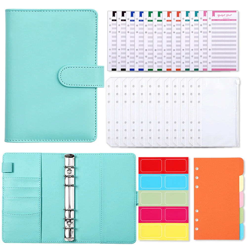 Good Budget Planner Notebook Covers Folder Colored 6 Hole Binder Pockets Plastic Binder Zipper Money Saving Envelope A6 Binder