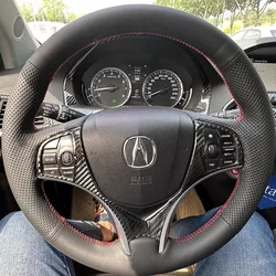 100% Fit for Acura CDX TL MDX RDX ZDX Hand-stitched non-slip Genuine Leather suede car steering wheel cover