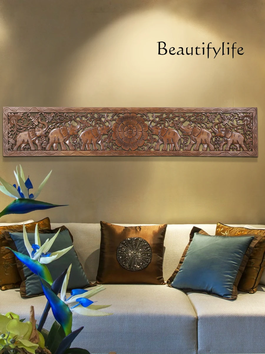 Decorative Pendant Southeast Asian Style Wood Carving Living Room TV Background Wall Hanging Decoration and Wall Decoration