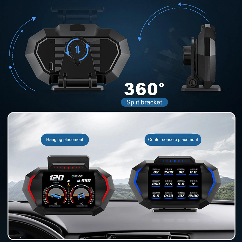 Car OBD Head Up Display HUD Computer Digital Speedometer Water Temp Fuel Consumption Slope Meter