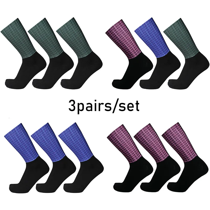 

3pairs/set New Plaid Cycling Sports Socks Summer Cool Outdoor Mountain Bike Socks Road Bike Running Socks Calcetines Ciclismo