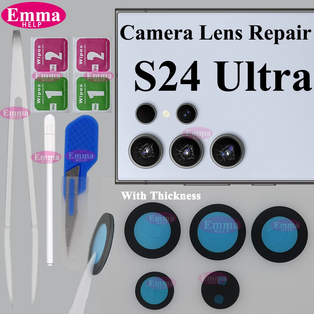 1 Set Rückkamera-Objektivglas für Samsung S24 Ultra S25 S23 Plus – Ersatzteile für die Rückkamera + Klebstoff + Werkzeug