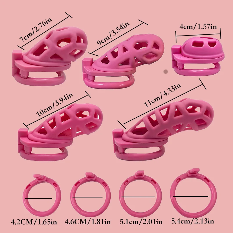 New color male penis lock, chastity cage with lock and 4 rings, 2026 New Virginity Lock Cage SM Teasing Breathable Resin Male view 4