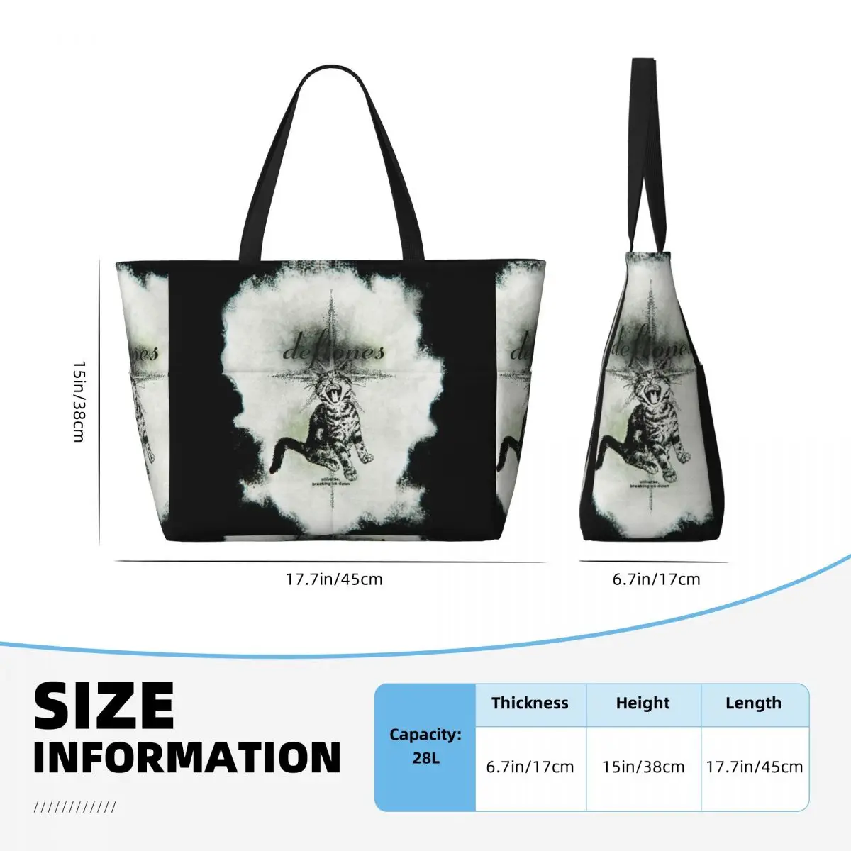 Deftones Metal Band White Pony Album Tas Tote Pantai Tas Tote Besar Olahraga Gym Yoga Tas Travel Wanita Tas Kebugaran