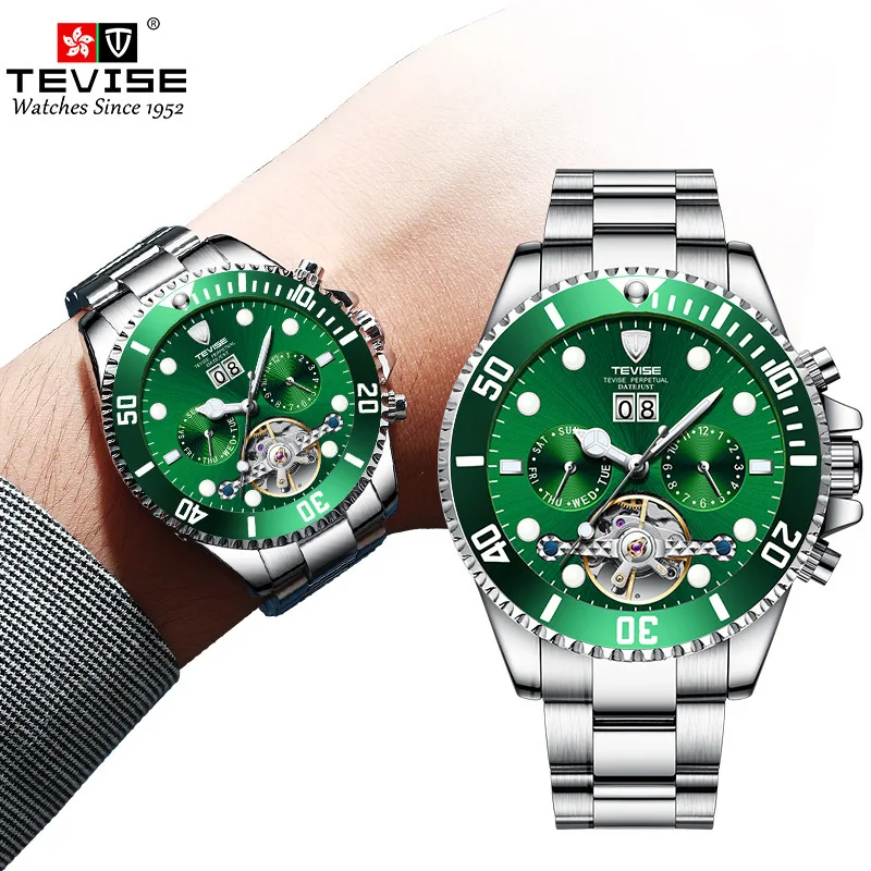 swiss-men's-mechanical-watch-green-water-ghost-calendar-waterproof-classic-minimalist-wristwatch