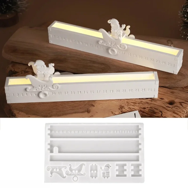 calendar number advent countdown tray gypsum silicone mold santa claus digital sign candle holder decoration resin mold crafts