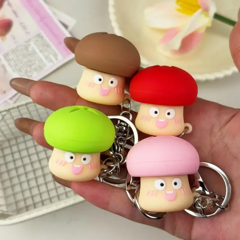 Mini Abstract Mushroom Button Clicker Keychain Fidget Stress Relief Keyring Decompression Click Toy Key Holder Gift