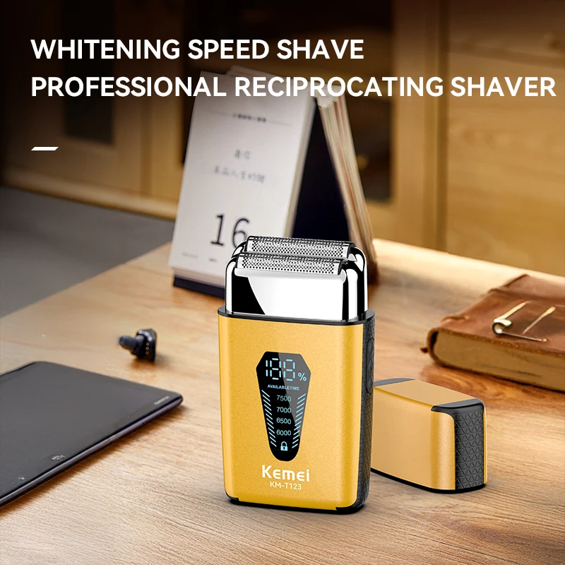 Kemei T123 Electric Shaver For Men Professional Waterproof Beard Trimmer USB Fast Charging Shaver Machine Digital Display Razor